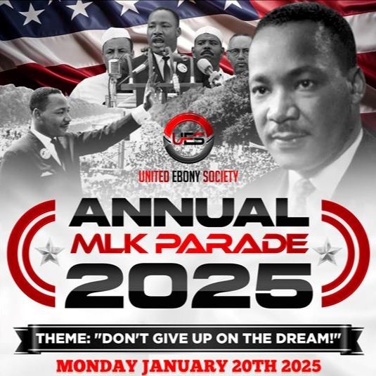 United Ebony Society MLK Parade 2025 with images of Martin Luther King