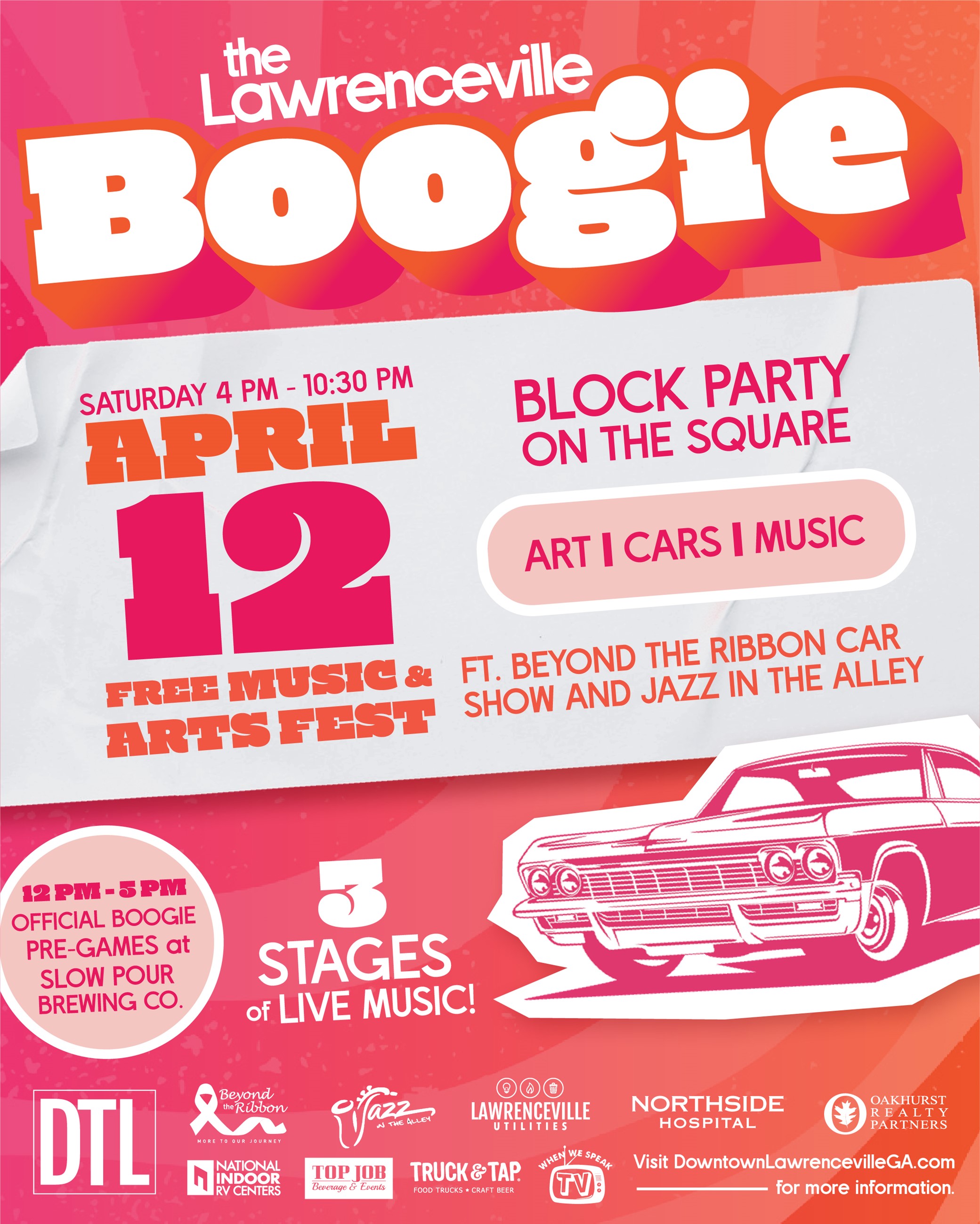 The Lawrenceville Boogie 2025 pink and orange graphic