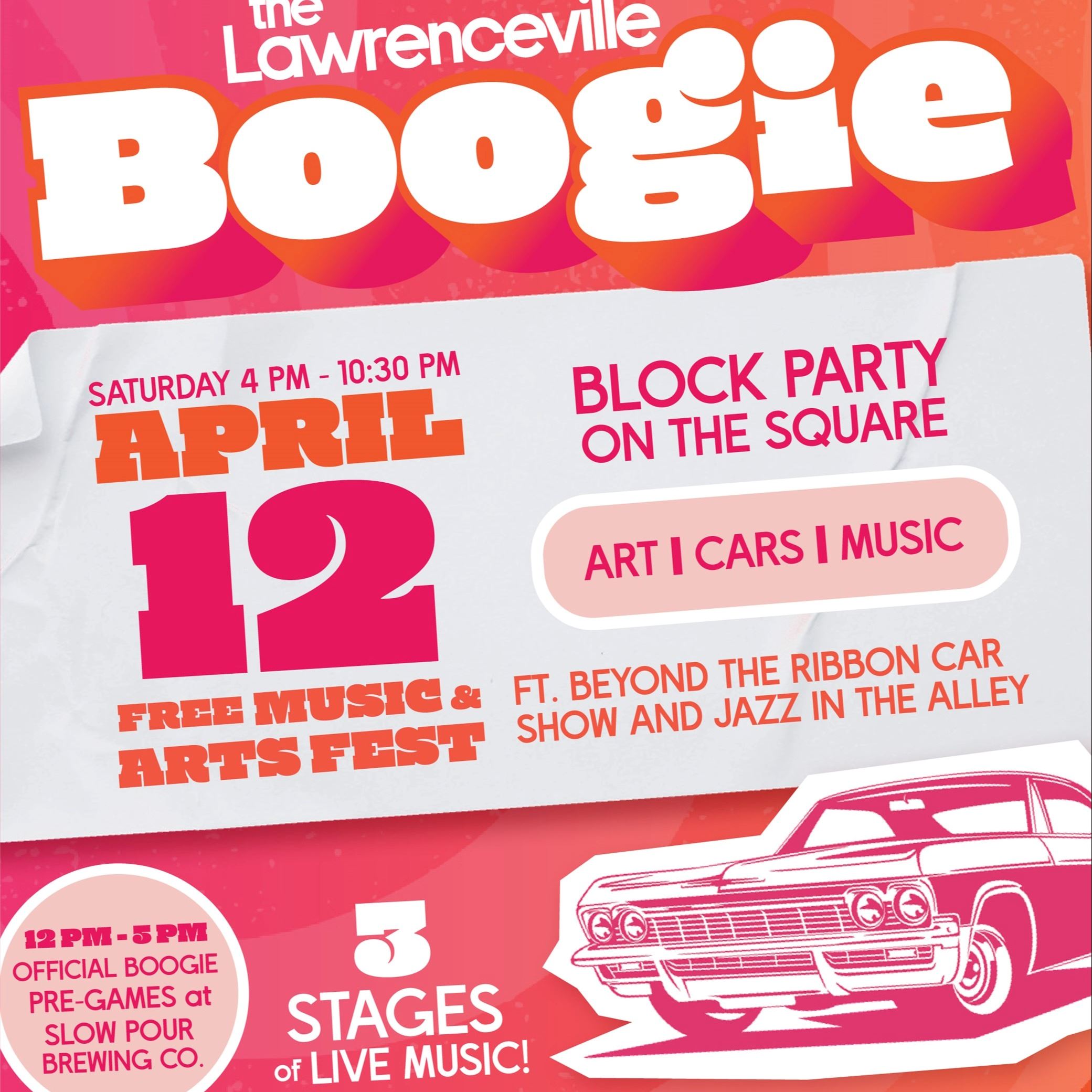 The Lawrenceville Boogie 2025 pink and orange graphic
