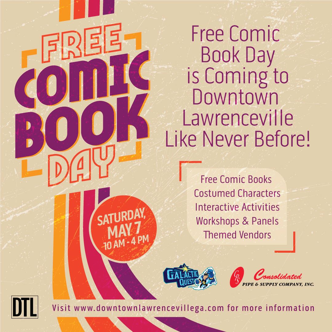 Retro inspired poster for Free Comic Book Day