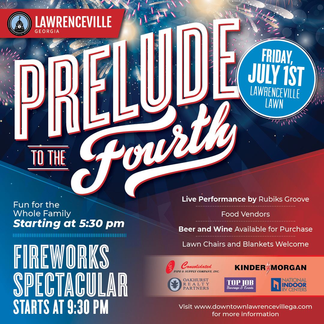 Prelude to the Fourth event with details highlighting a fireworks show