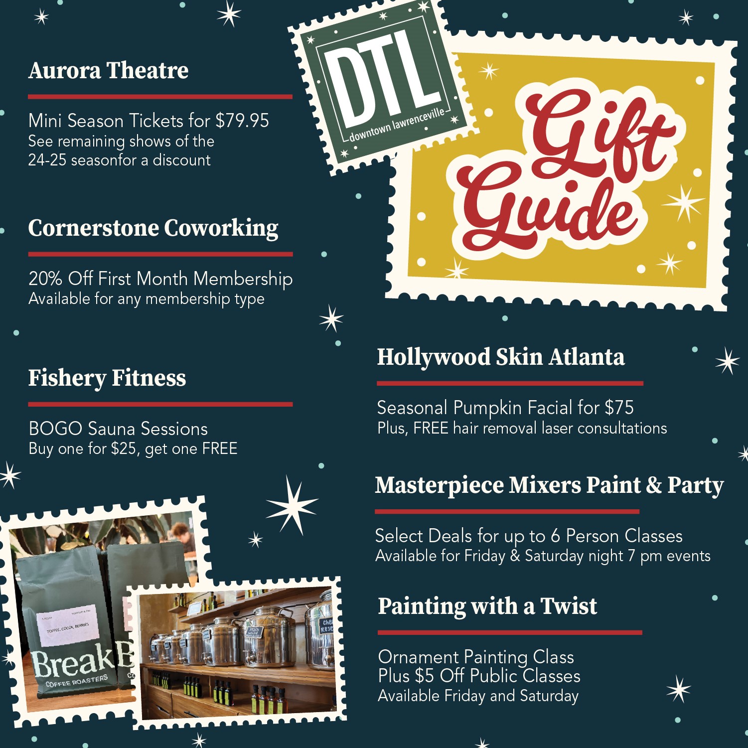 2024 DTL Holiday Gift Guide listing out businesses deals