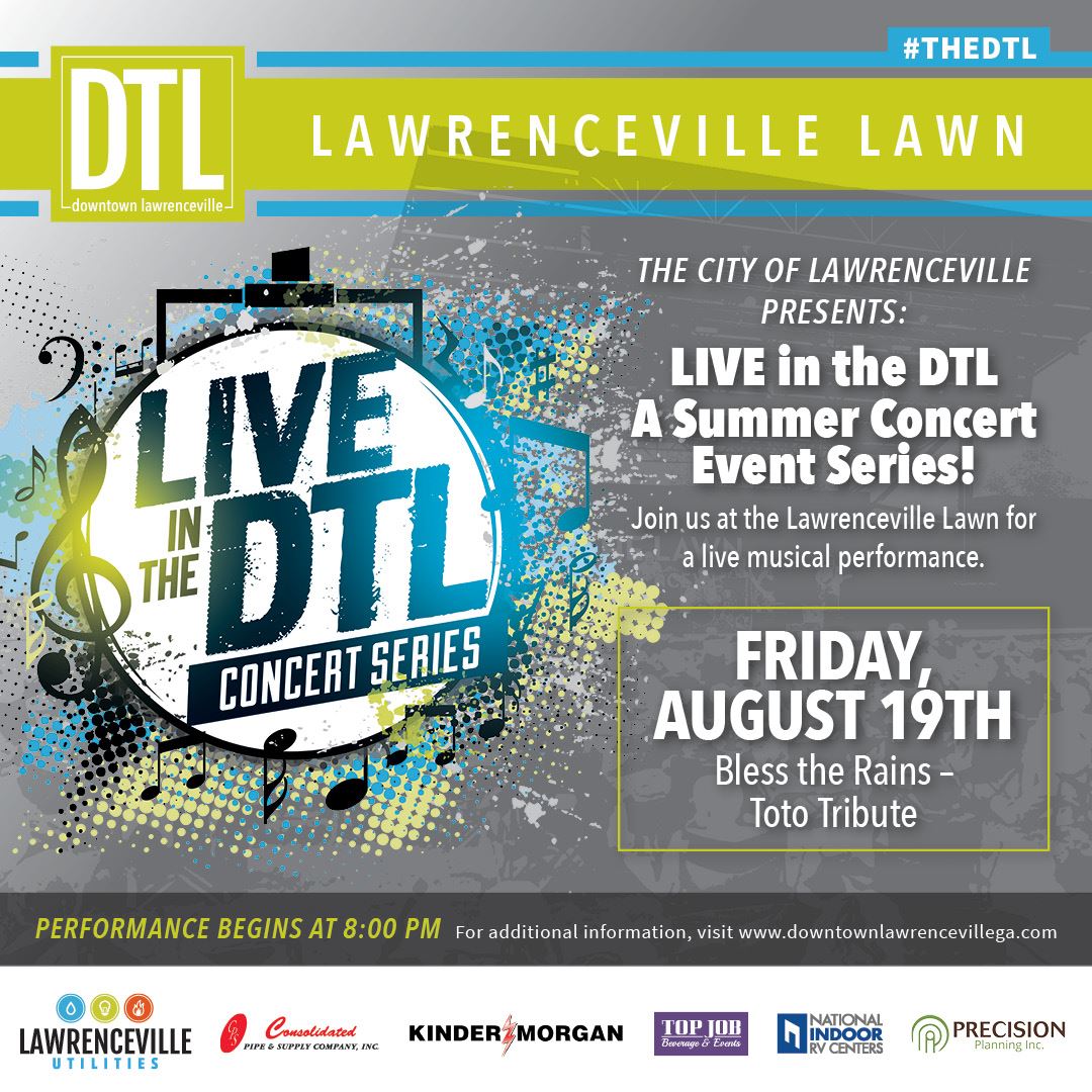 LIVE in the DTL logo highlighting the August 19th Toto Tribute concert