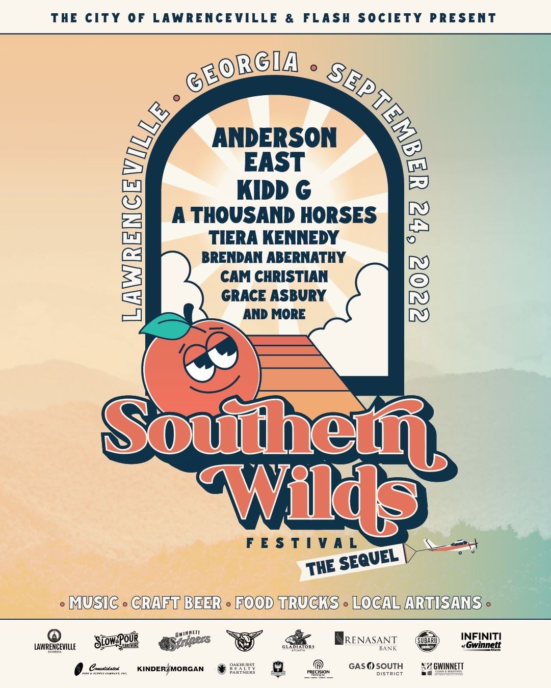 Southern Wilds Festival event poster featuring all musical acts and event details